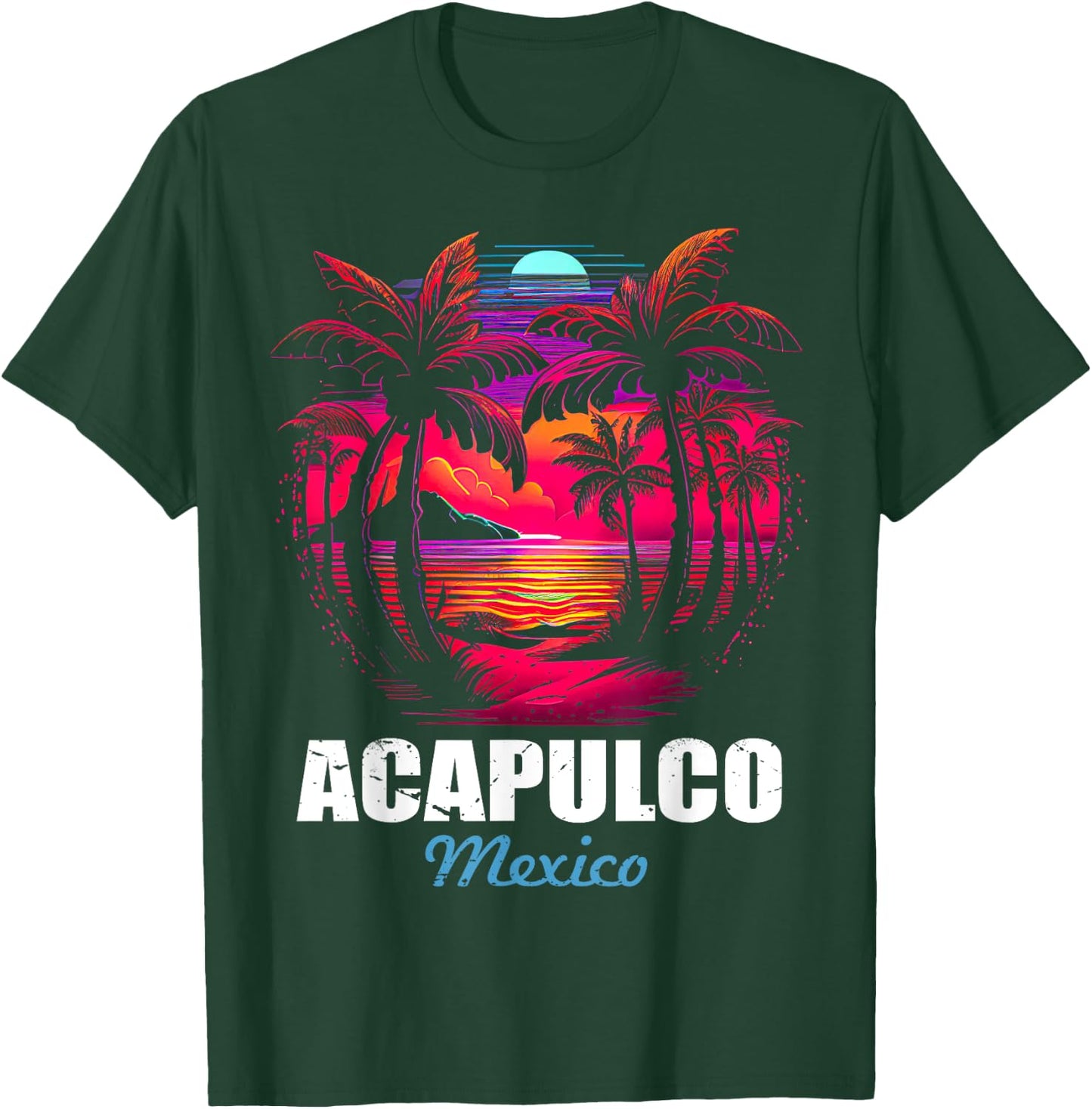 Retro Acapulco Mexico Sunset Vintage Vacation Souvenir T-Shirt - T-Shirt | Forest