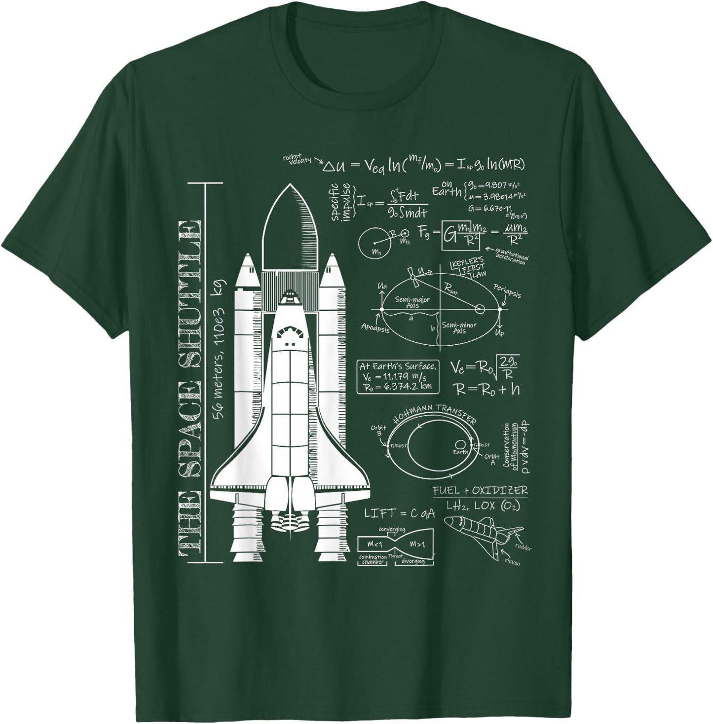 Space Shuttle STS Rocket Science Equations T-Shirt - T-Shirt | Forest