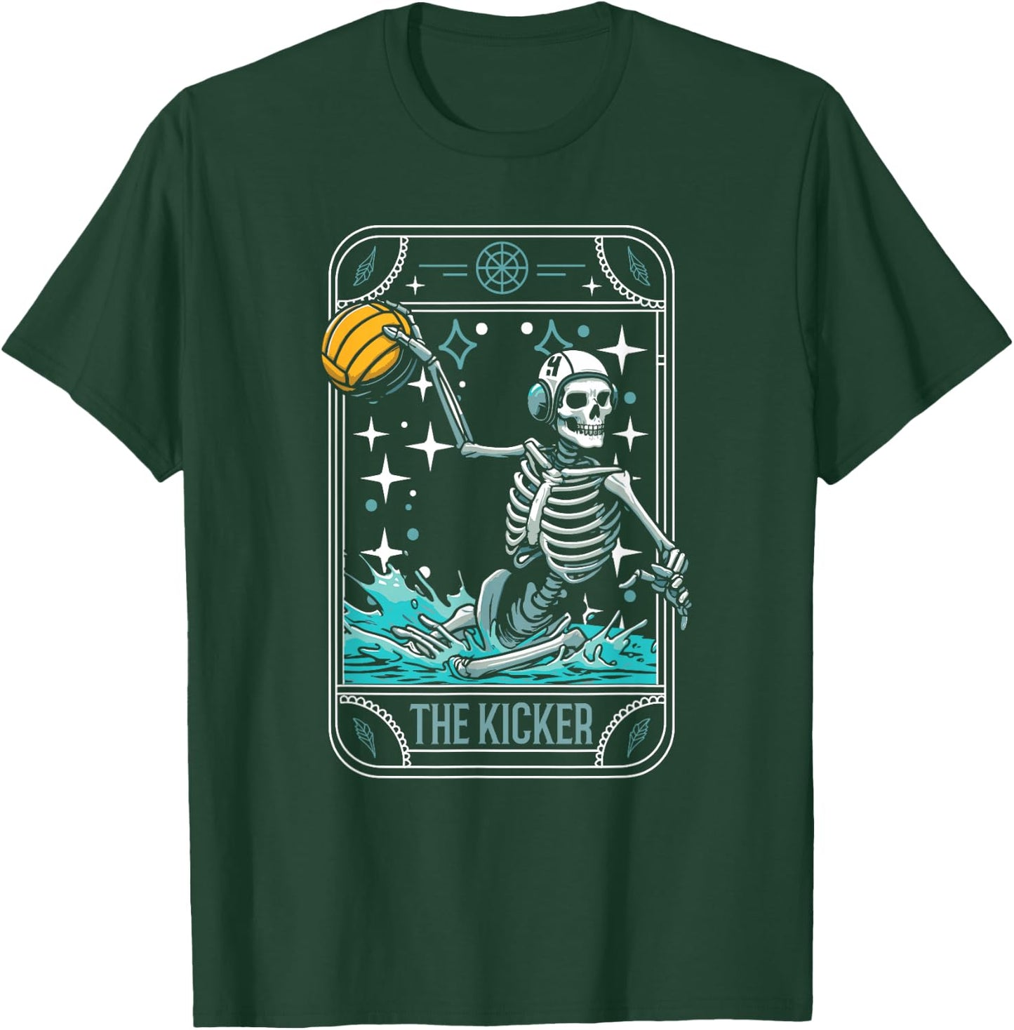 Water Polo - Player Waterpolo Sport Skeleton Tarot Card T-Shirt - T-Shirt | Forest