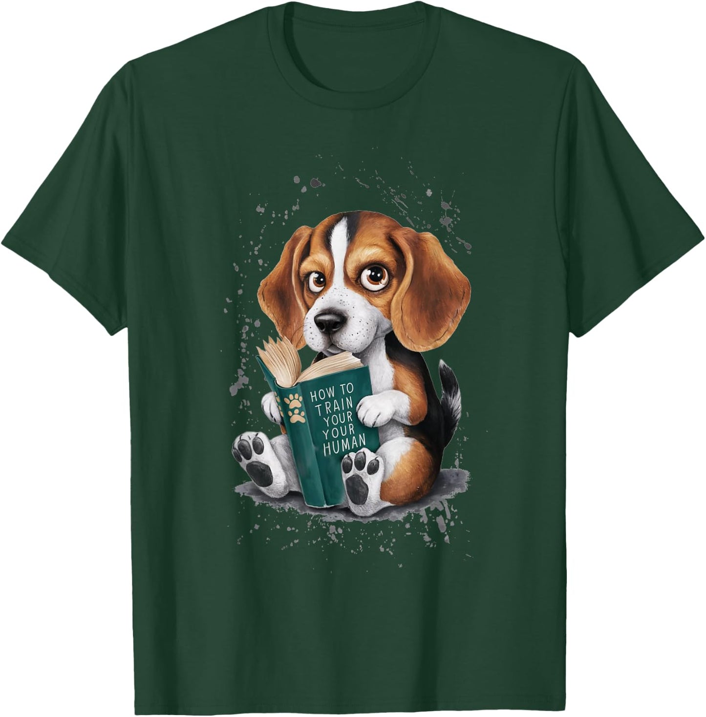 Funny Beagle Puppy Reading "How to Train Your Human" Design T-Shirt - T-Shirt | Forest
