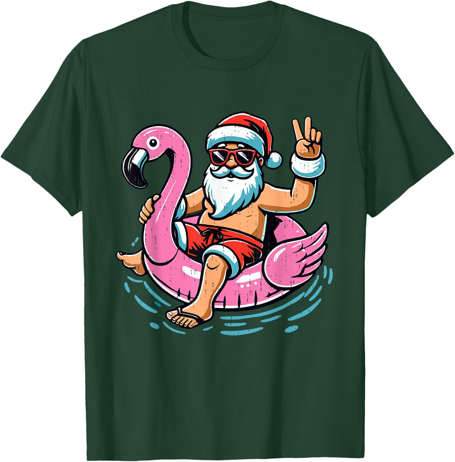 Christmas in July Shirt Boys Kids Santa Flamingo Summer Xmas T-Shirt - T-Shirt | Forest
