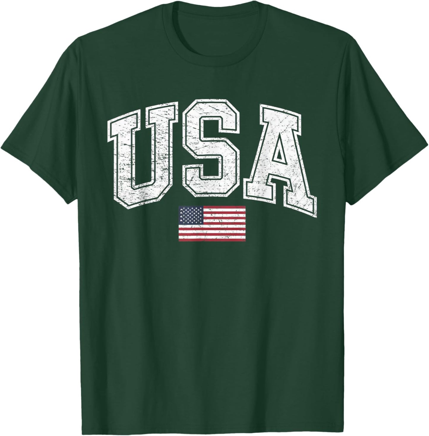Vintage USA American Flag Women Men Kids Patriotic US Flag T-Shirt - T-Shirt | Forest