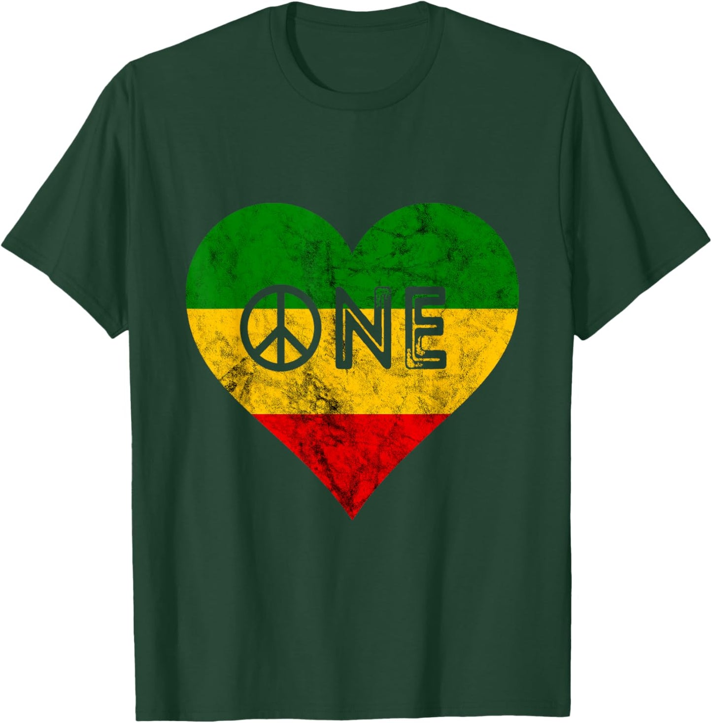 Reggae Heart One Pride Love Rasta Reggae Music Rastafarian T-Shirt - T-Shirt | Forest