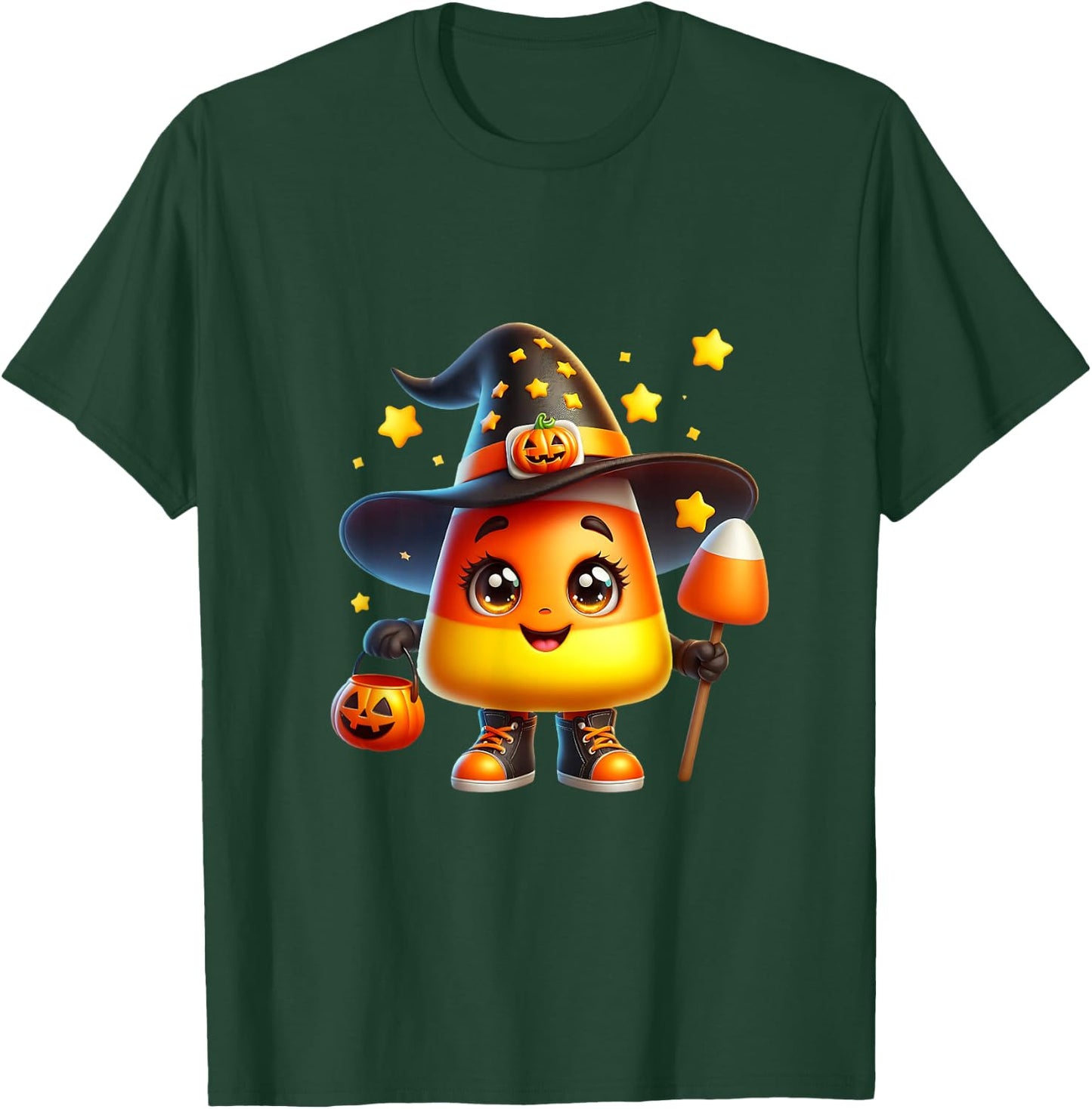 Cute Candy Corn Witch Halloween Costume Autumn Magic Stars T-Shirt - T-Shirt | Forest