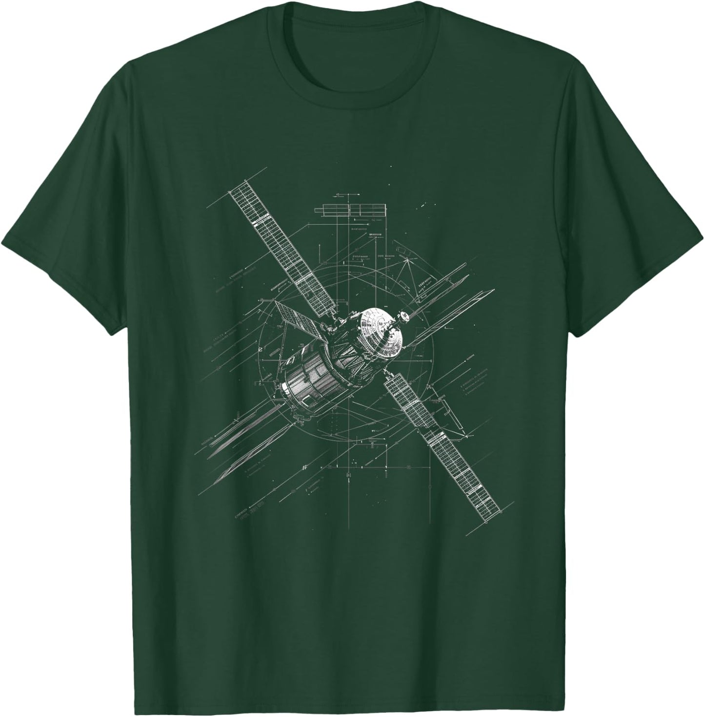 Satellite Technical Drawing T-Shirt - T-Shirt | Forest