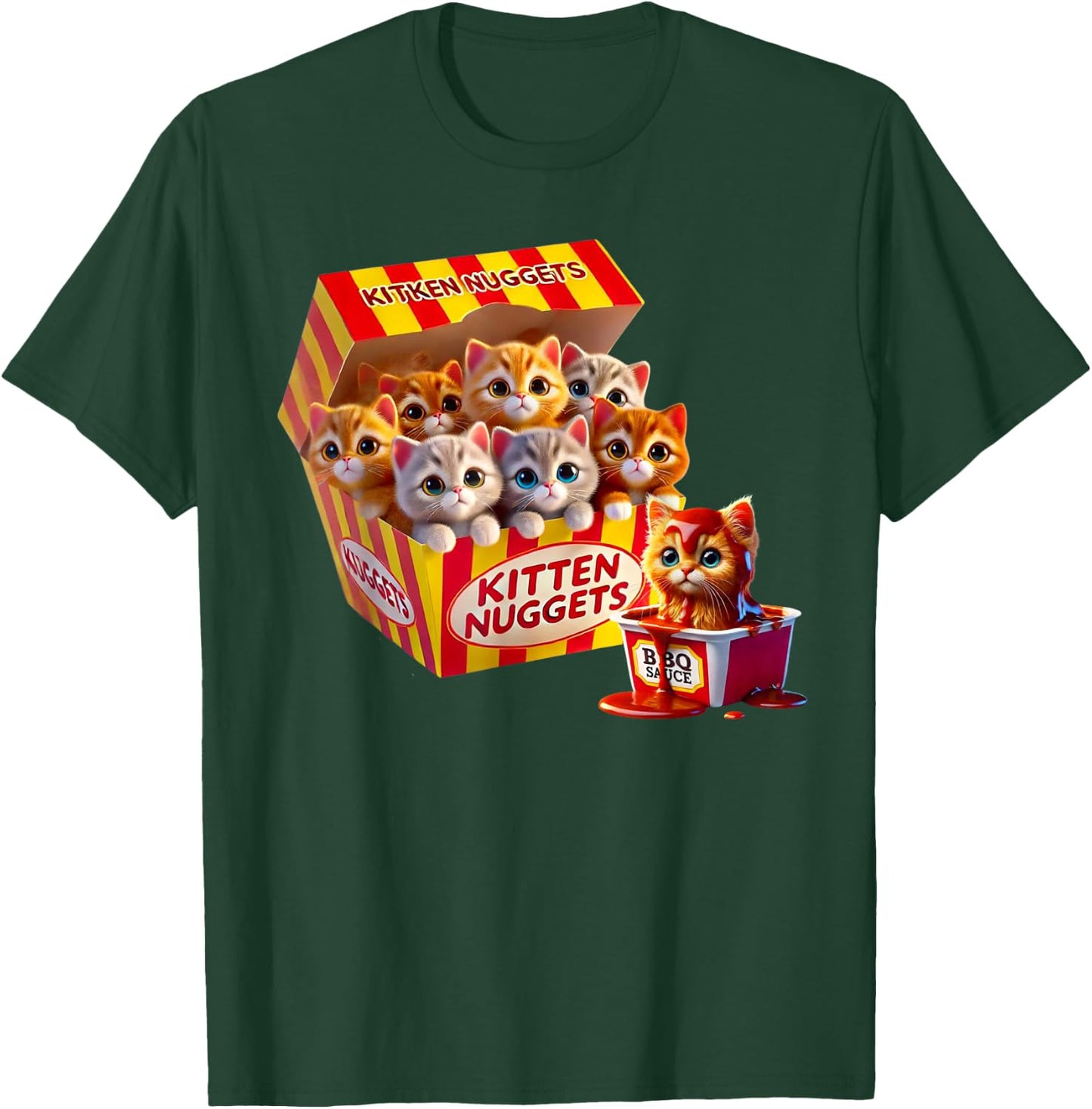 Funny Cat Owner Cute Gifts Kitten Nuggets Cat Lover Gift Food Pun Chicken Nuggets T-Shirt - T-Shirt | Forest