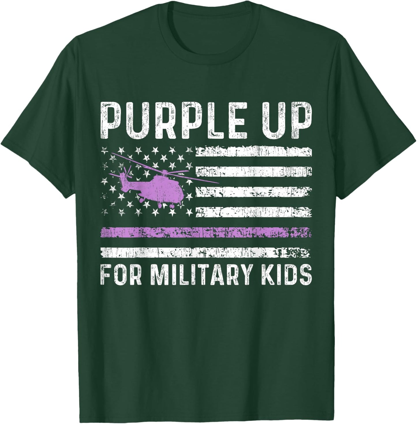 Purple Up For Military Kids - Month Military Child USA Flag T-Shirt - T-Shirt | Forest