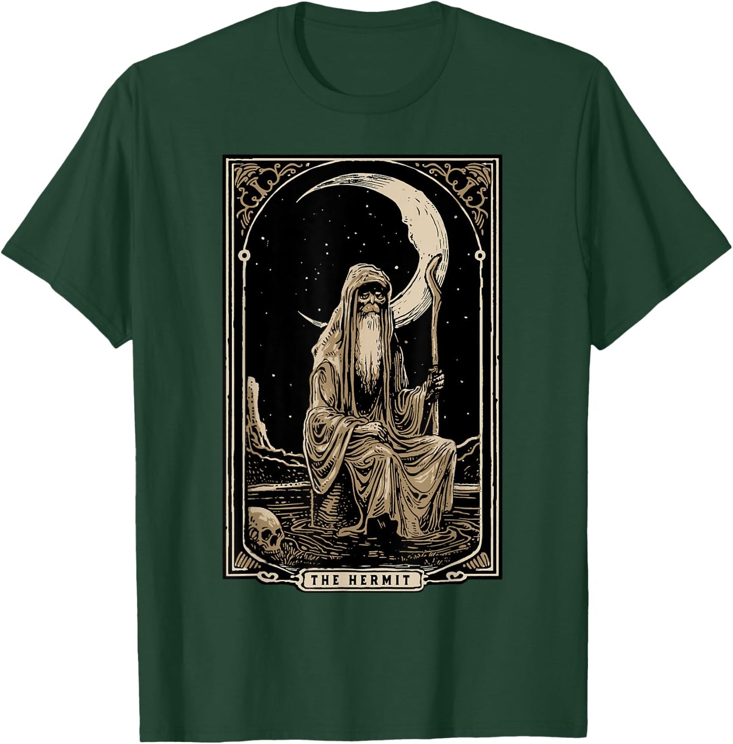 Hermit Tarot Card Shirt Gothic Tarot Fortune Teller Occult T-Shirt - T-Shirt | Forest