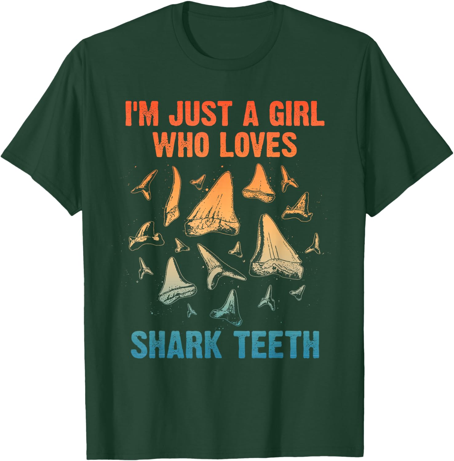 Cool Shark Teeth Art For Girls Women Fossil Megalodon Tooth T-Shirt - T-Shirt | Forest