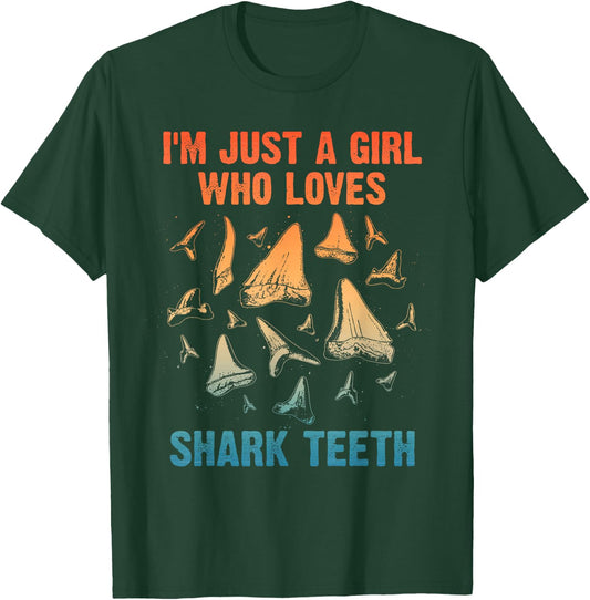 Cool Shark Teeth Art For Girls Women Fossil Megalodon Tooth T-Shirt - T-Shirt | Forest