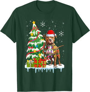 Pitbull Christmas Santa Pitbull Dog Lovers Christmas Tree T-Shirt - T-Shirt | Forest