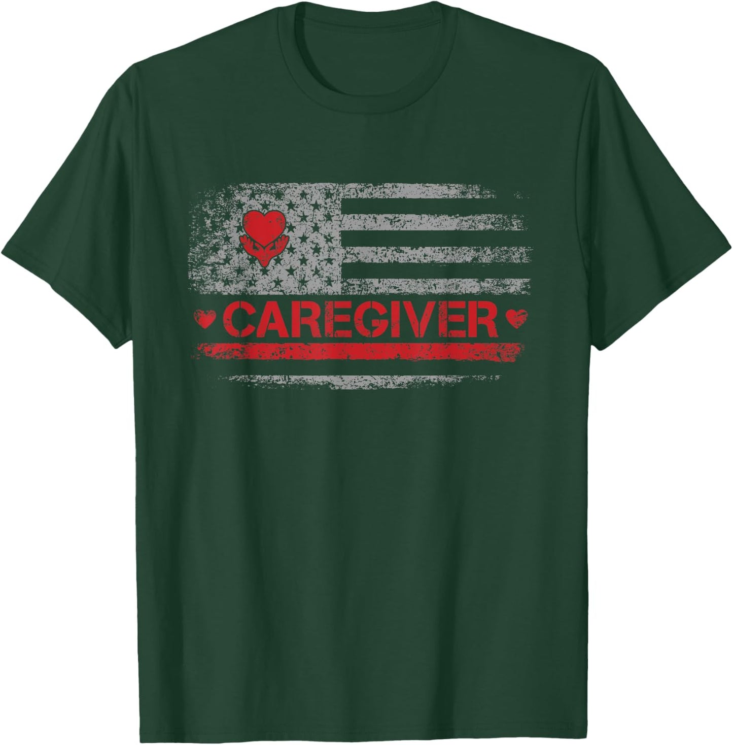 Caregiver Appreciation American Flag Design Men T-Shirt - T-Shirt | Forest