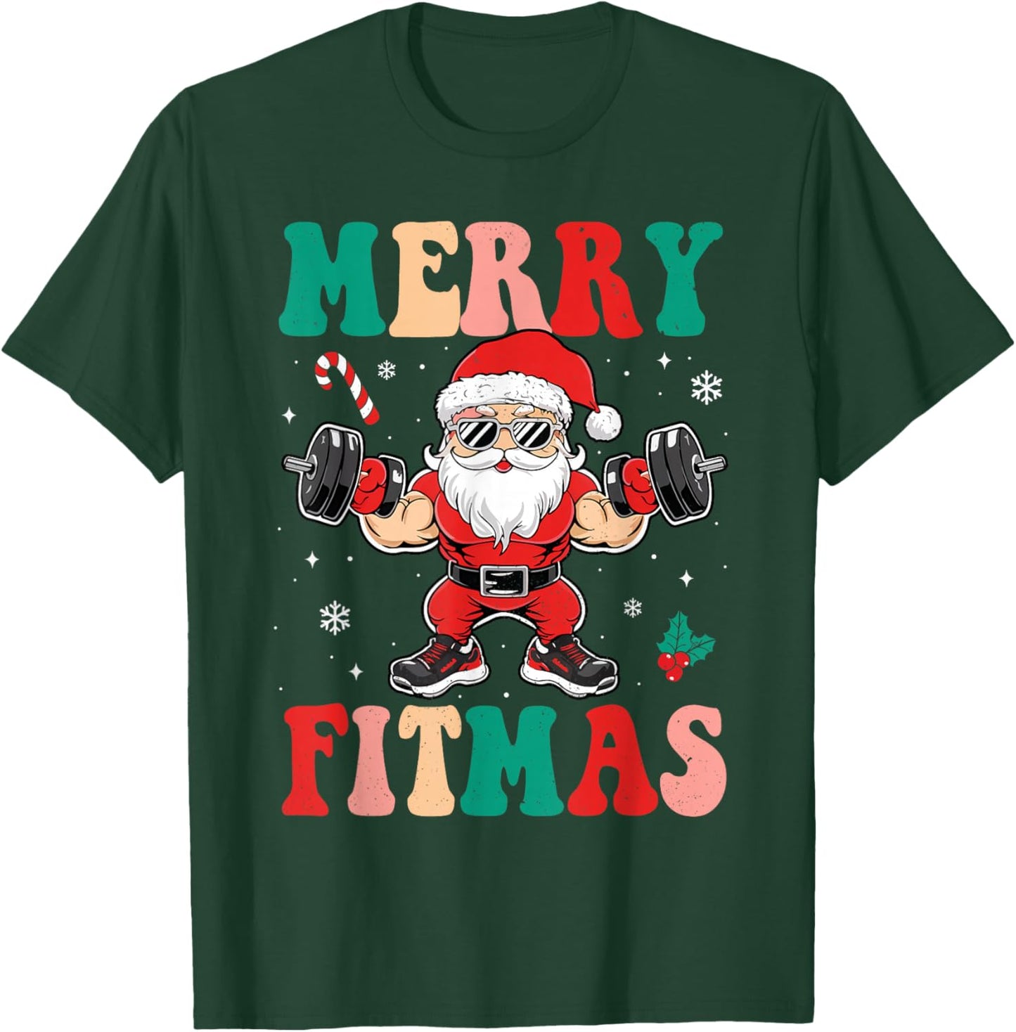 Christmas Santa Xmas Fitness Merry Fitmas Men Women T-Shirt - T-Shirt | Forest
