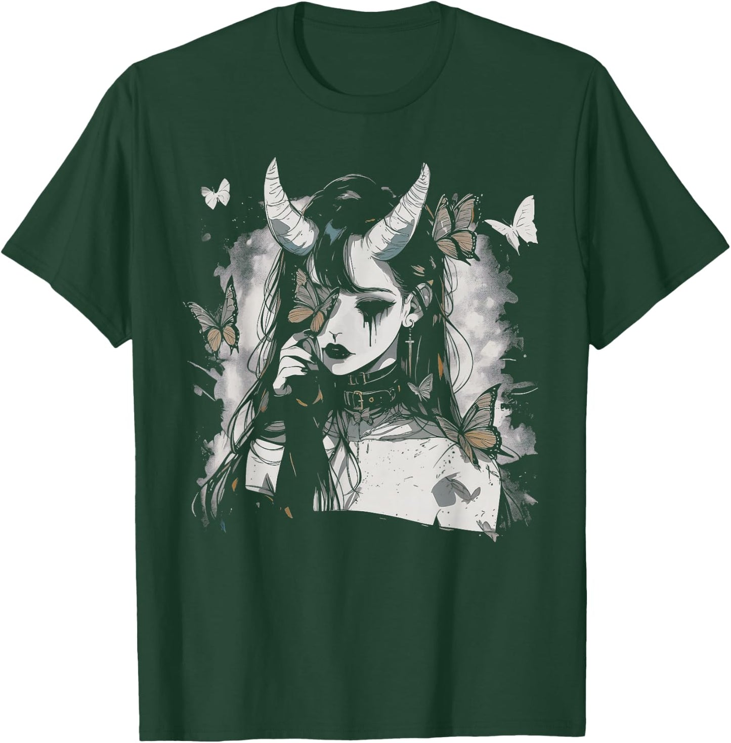 Butterfly Girl Sad Goth Anime Alt Alternative Art Aesthetic T-Shirt - T-Shirt | Forest