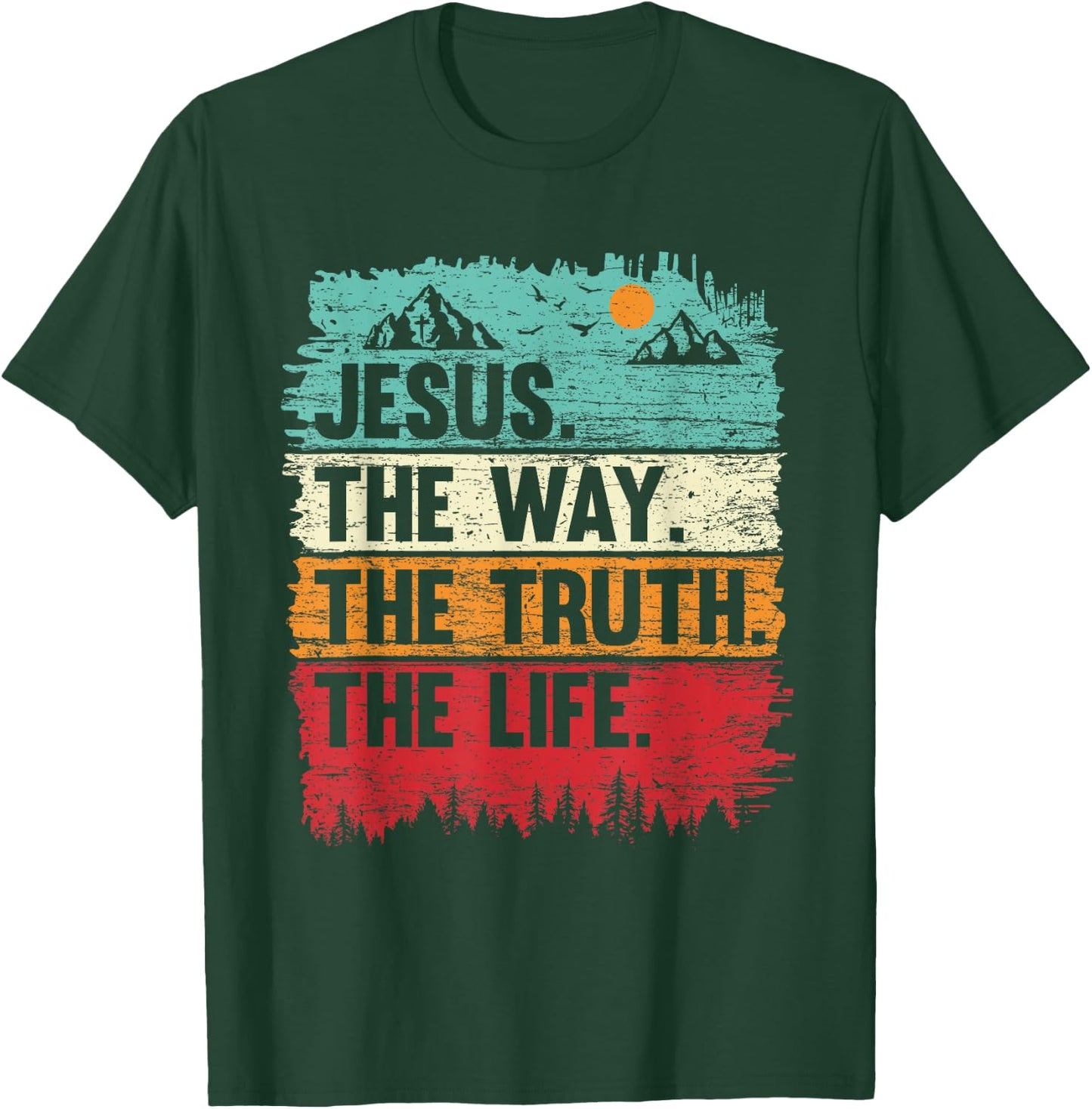 Boys Jesus Shirt The Way Truth Life Kids Christian Worship T-Shirt - T-Shirt | Forest