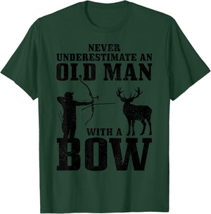 Bow Hunting Archery Never Underestimate An Old Man With Bow T-Shirt - T-Shirt | Forest