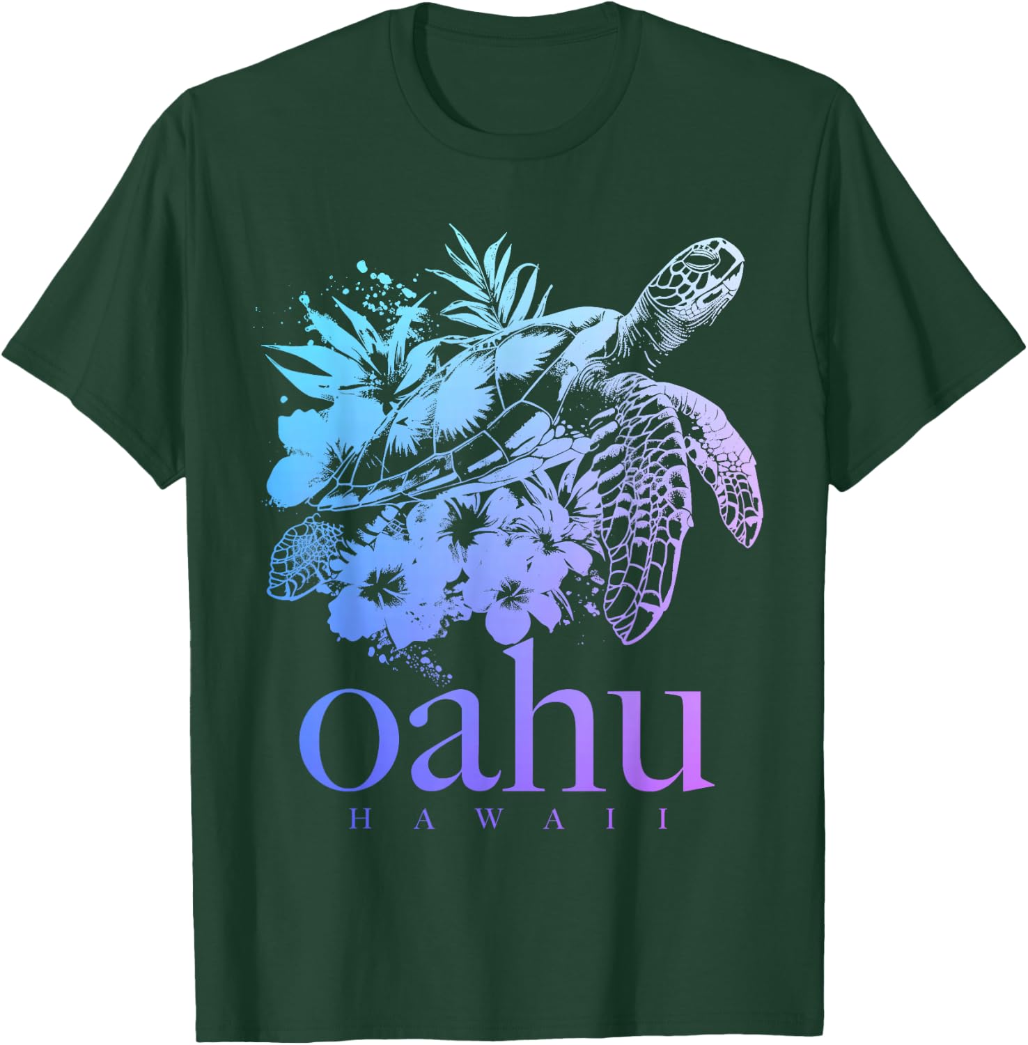 Oahu Hawaii Sea Turtle Hawaiian Surfer Souvenir T-Shirt - T-Shirt | Forest