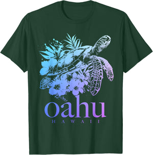 Oahu Hawaii Sea Turtle Hawaiian Surfer Souvenir T-Shirt - T-Shirt | Forest
