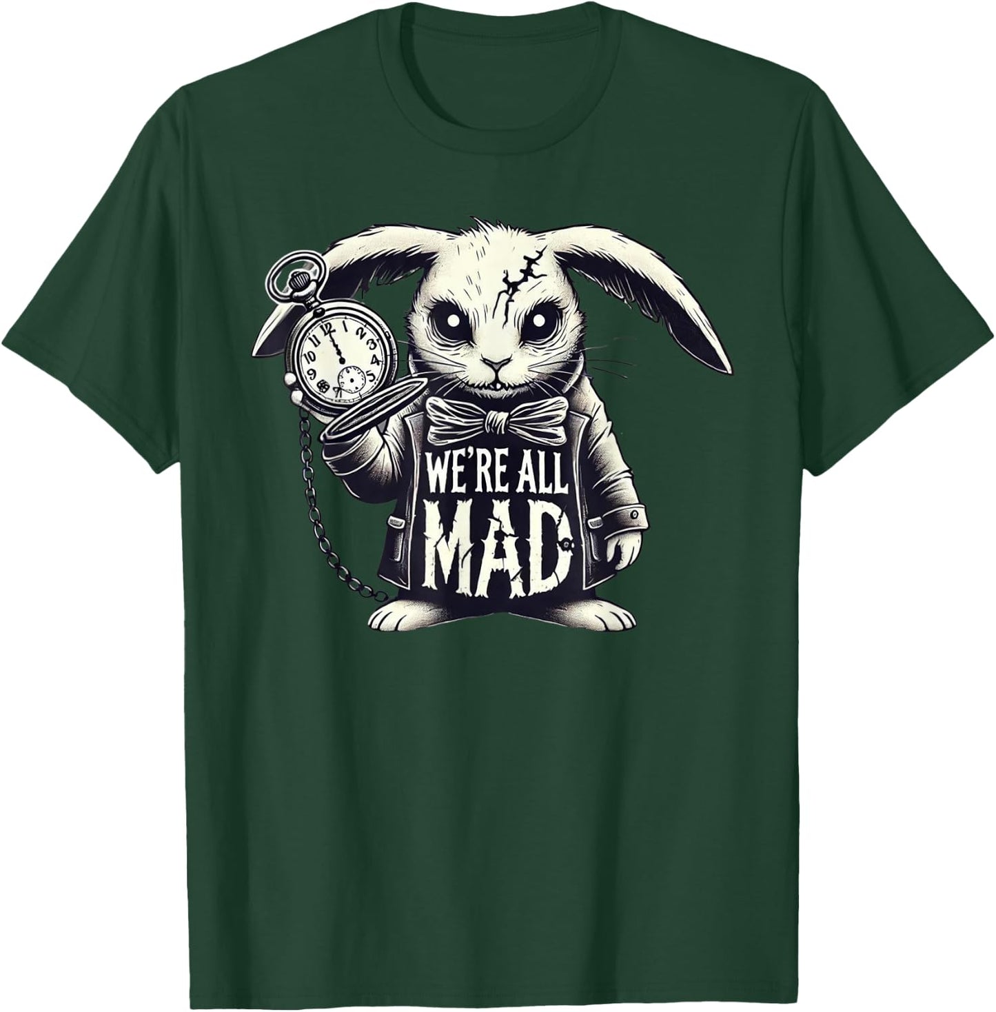 Alice in Wonderland - We're All Mad White Rabbit Mad Hatter T-Shirt - T-Shirt | Forest