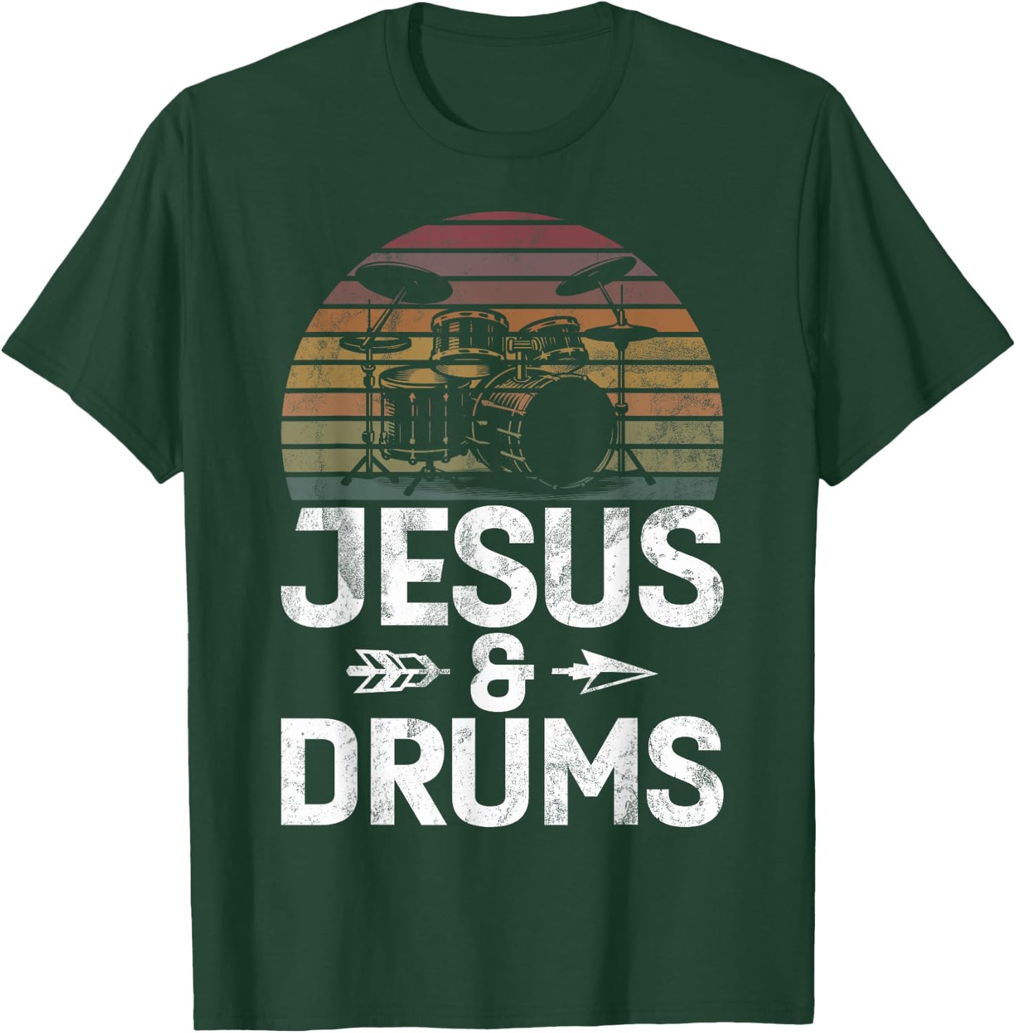 Christian Drummer Jesus Drums Drumsticks Faith Worship T-Shirt - T-Shirt | Forest