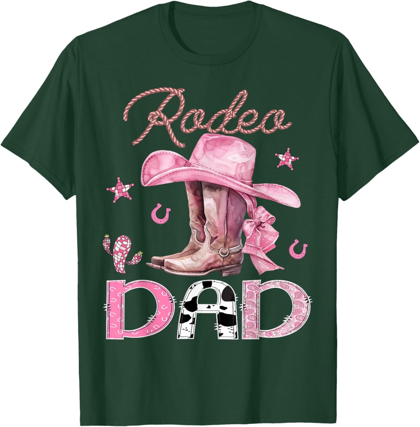 Rodeo Dad Pink Boots Coquette CowGirl Birthday Party T-Shirt - T-Shirt | Forest