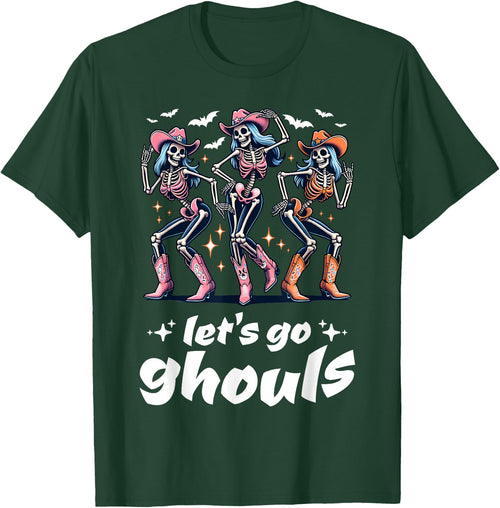 Funny Cowgirls Let's Go Ghouls Halloween Cowgirl Skeleton