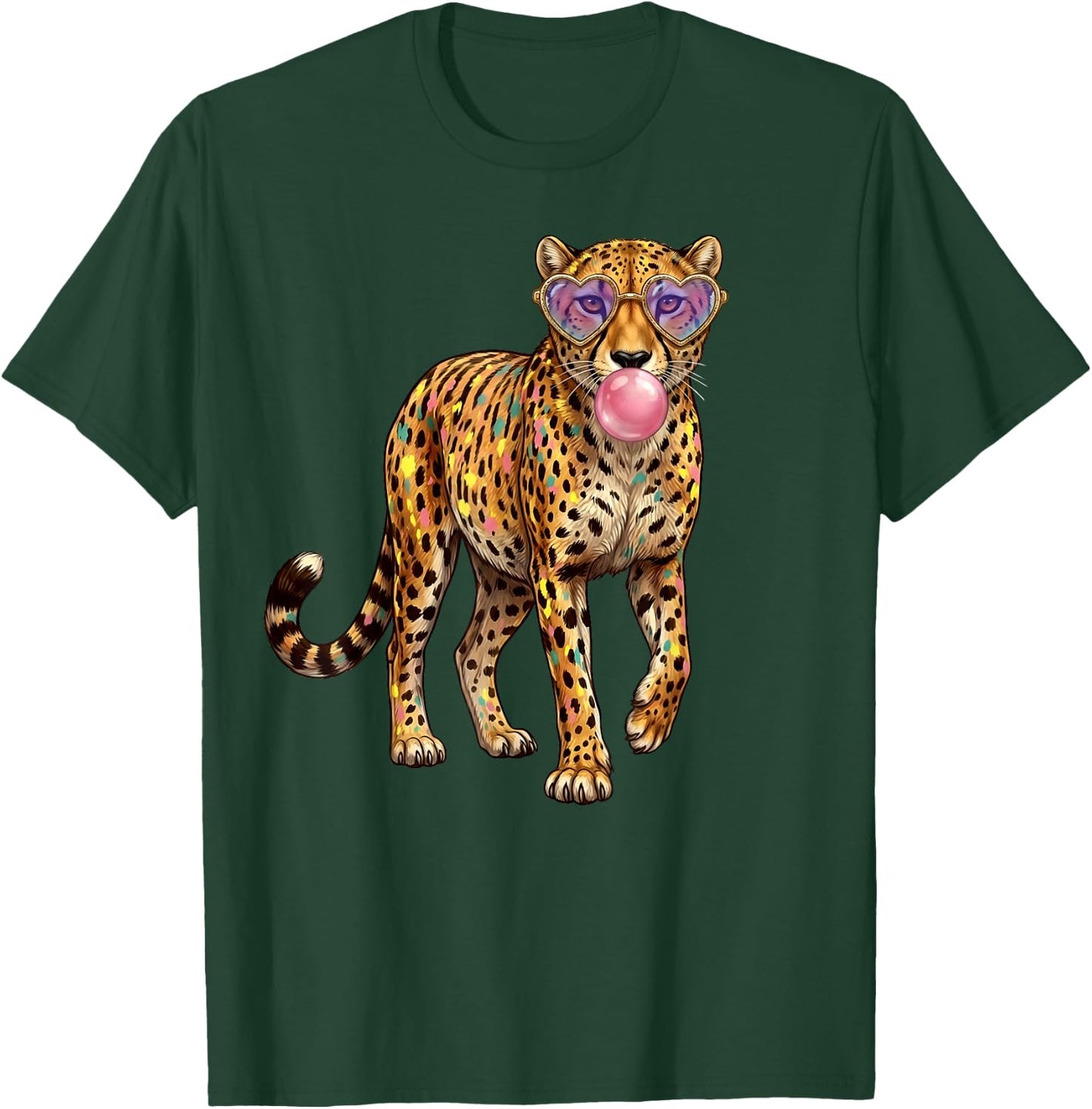 Cheetah Bubblegum Sunglasses Funny Animal Lovers Teen Girls T-Shirt - T-Shirt | Forest