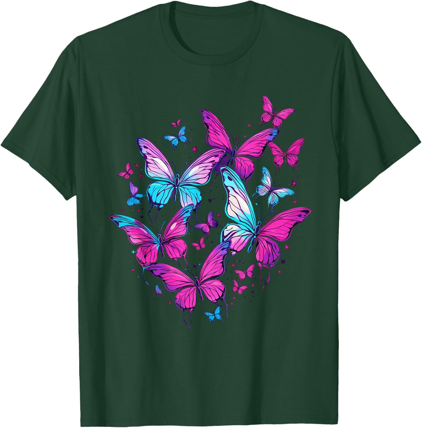 Butterfly Aesthetic Pink and Lila Butterflies Nature T-Shirt - T-Shirt | Forest