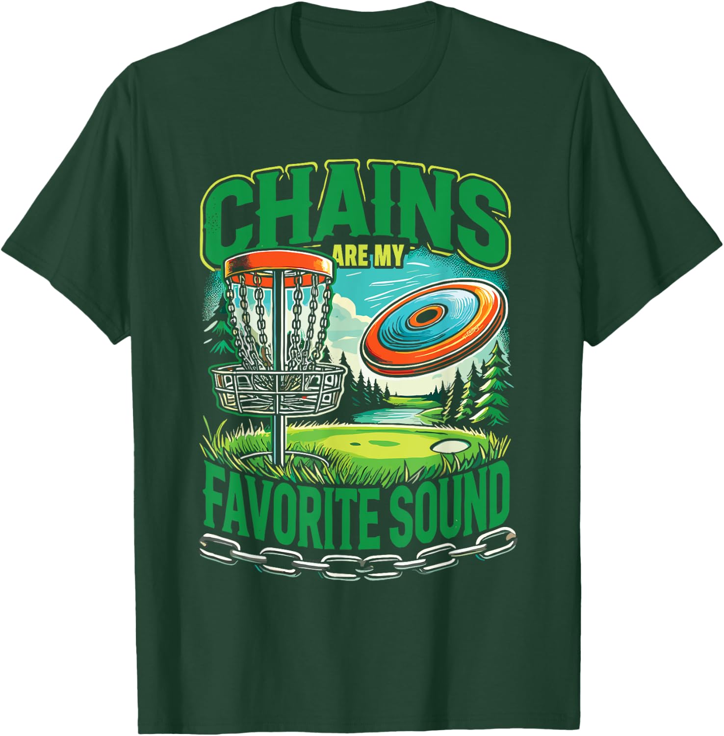 Flying Discc Frisbee Chains Are My Favorite Sound Disc Golf T-Shirt - T-Shirt | Forest