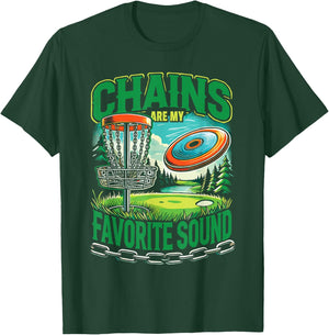 Flying Discc Frisbee Chains Are My Favorite Sound Disc Golf T-Shirt - T-Shirt | Forest