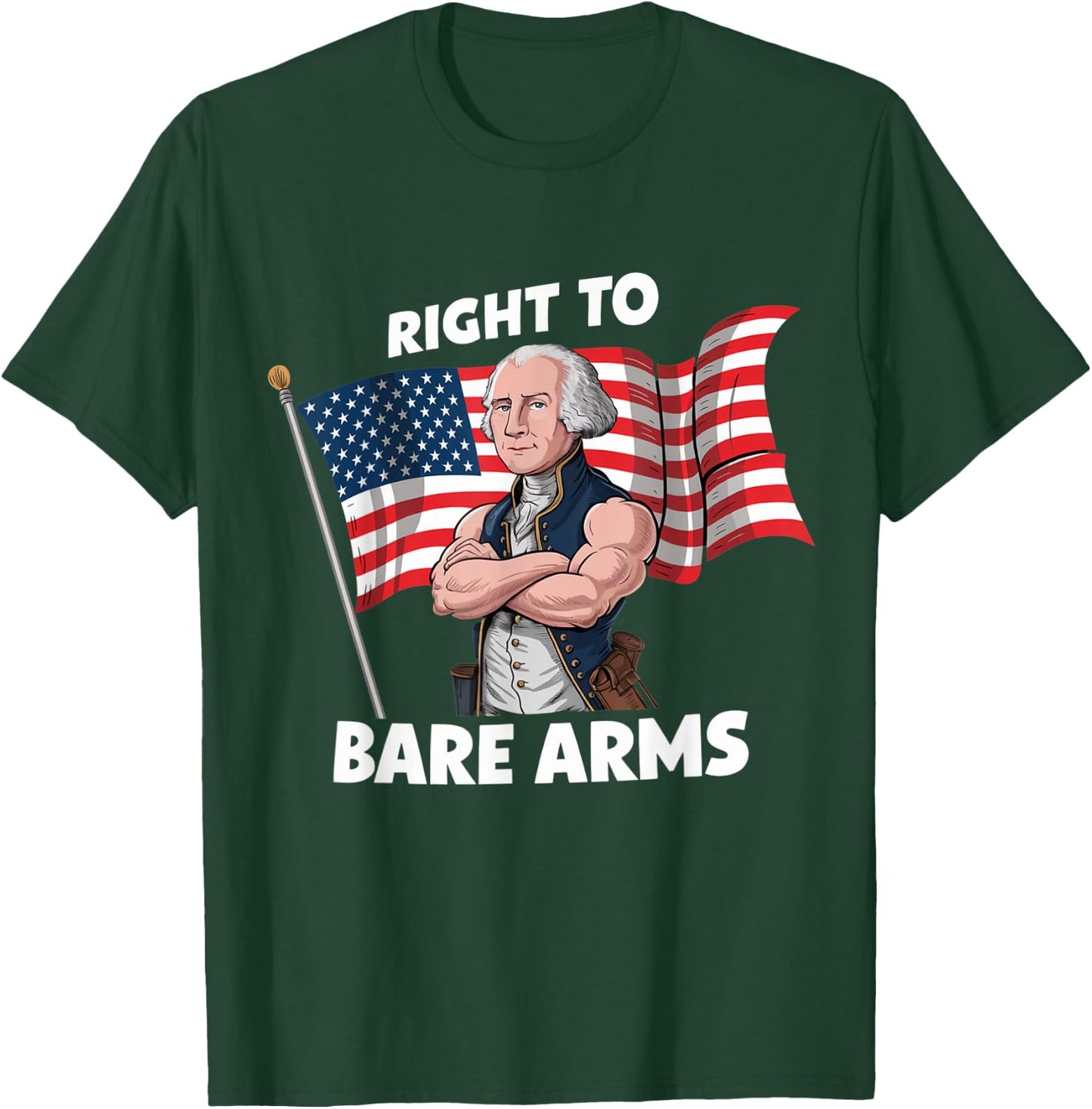 Right To Bare Arms - 4th of July Funny Gym Workout T-Shirt - T-Shirt | Forest