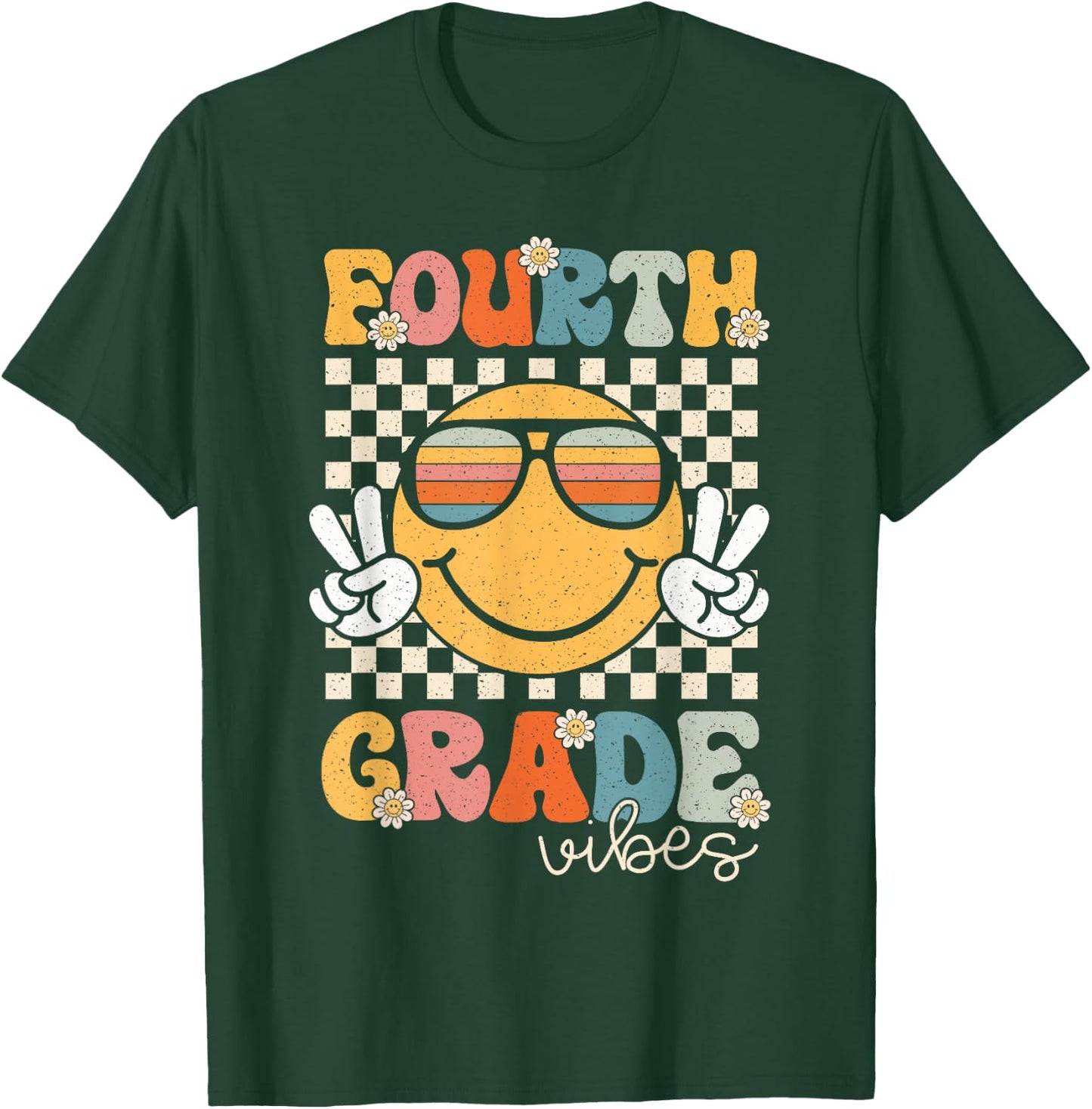 Fourth Grade Vibes Smile First Day of School 4th Grade Team T-Shirt - T-Shirt | Forest
