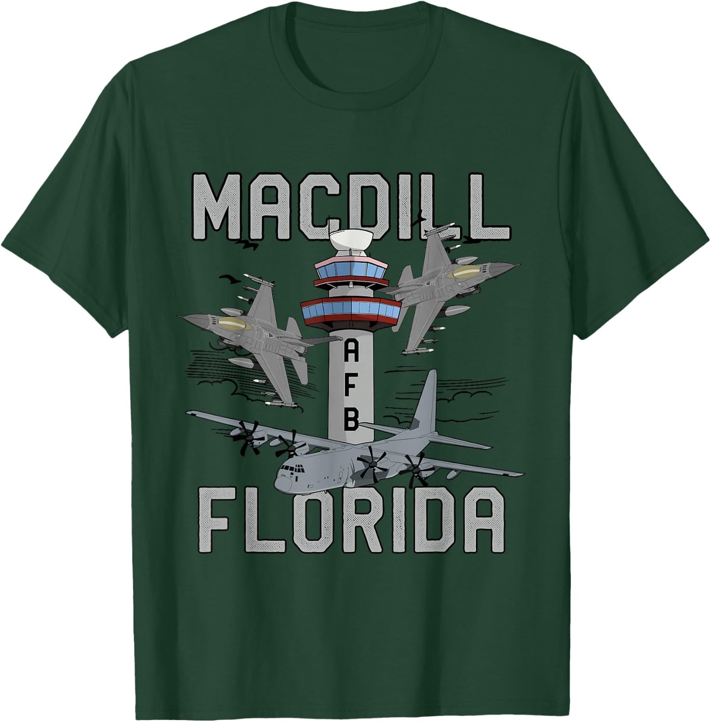 MacDill AFB Florida Air Force Base Fighter Jets Vintage T-Shirt - T-Shirt | Forest