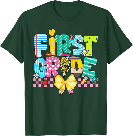Cute First Grade Teacher 1st Grade Boys Girls Back to School T-Shirt - T-Shirt | Forest