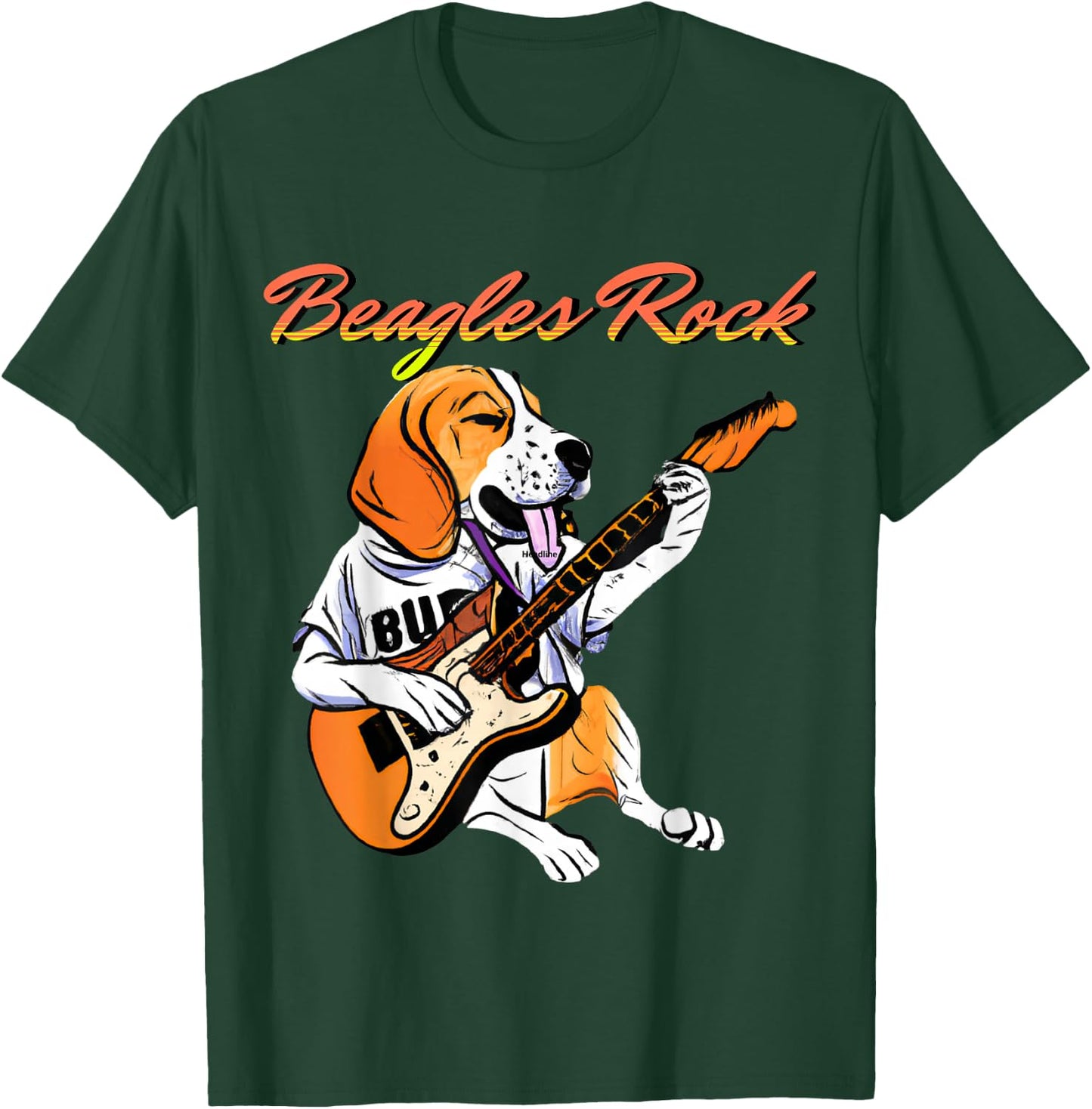 Cute Beagle Playing Guitar Rocks - Musical Pup for Dog Lover Women T-Shirt - T-Shirt | Forest