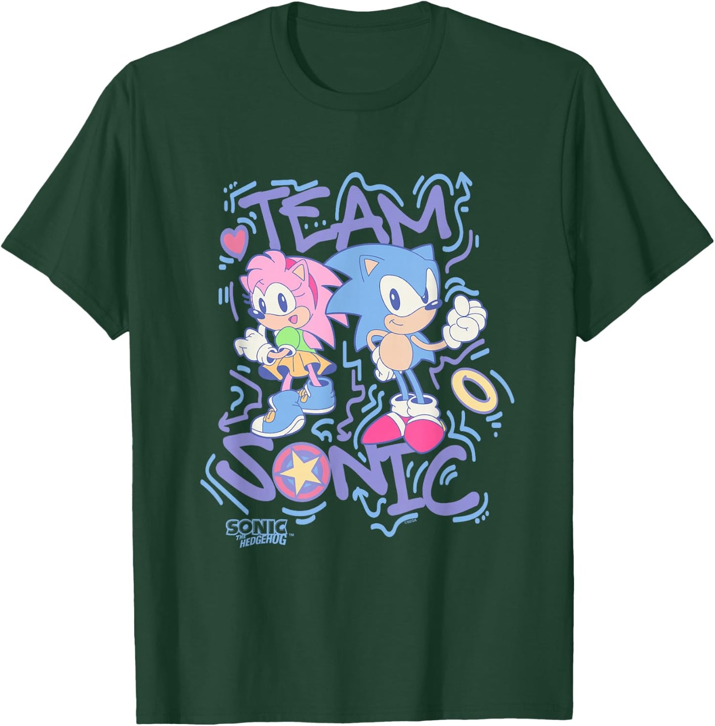 Sonic The Hedgehog Team Sonic Amy Rose Vintage T-Shirt - T-Shirt | Forest
