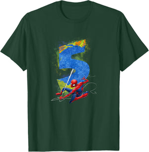 Kids Marvel Super Heroes Spider-Man 5 Year Old Fifth Birthday T-Shirt - T-Shirt | Forest