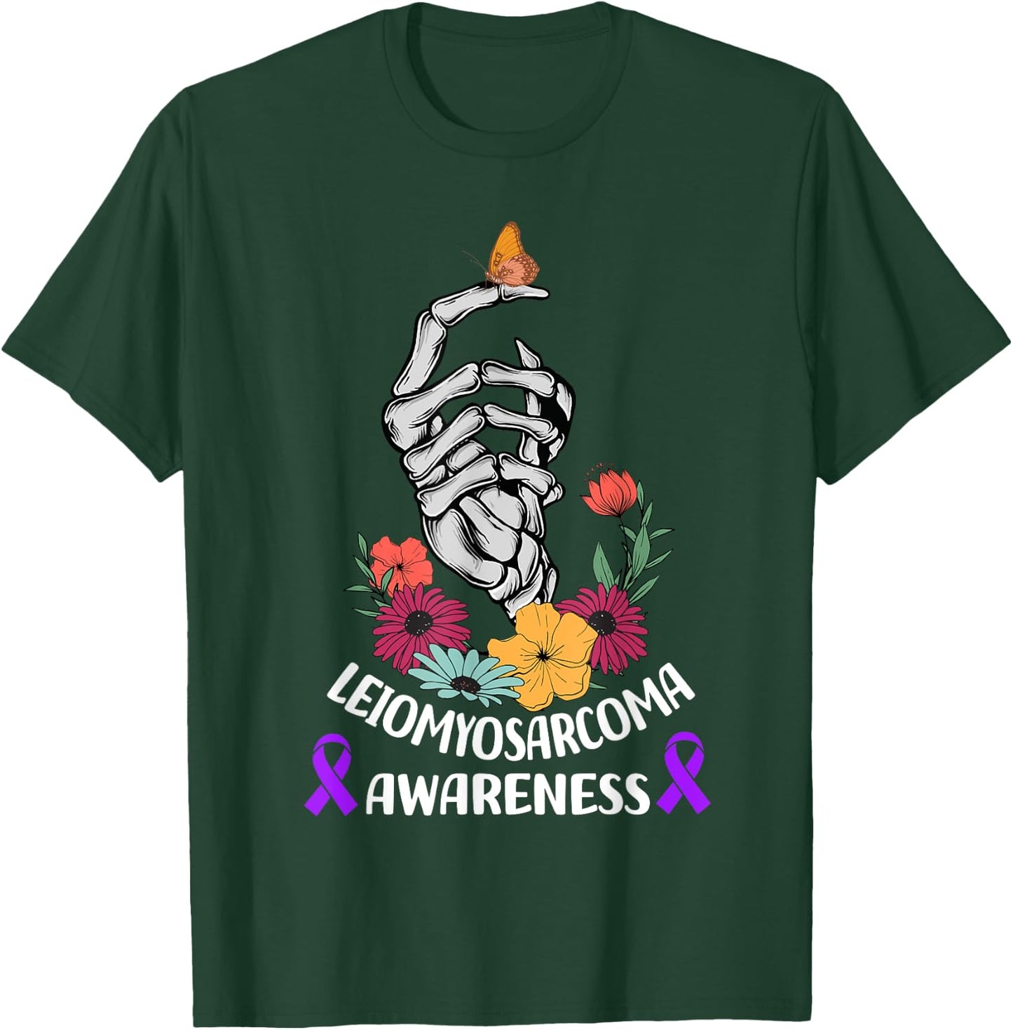 leiomyosarcoma Awareness Halloween Skeleton Hand T-Shirt - T-Shirt | Forest