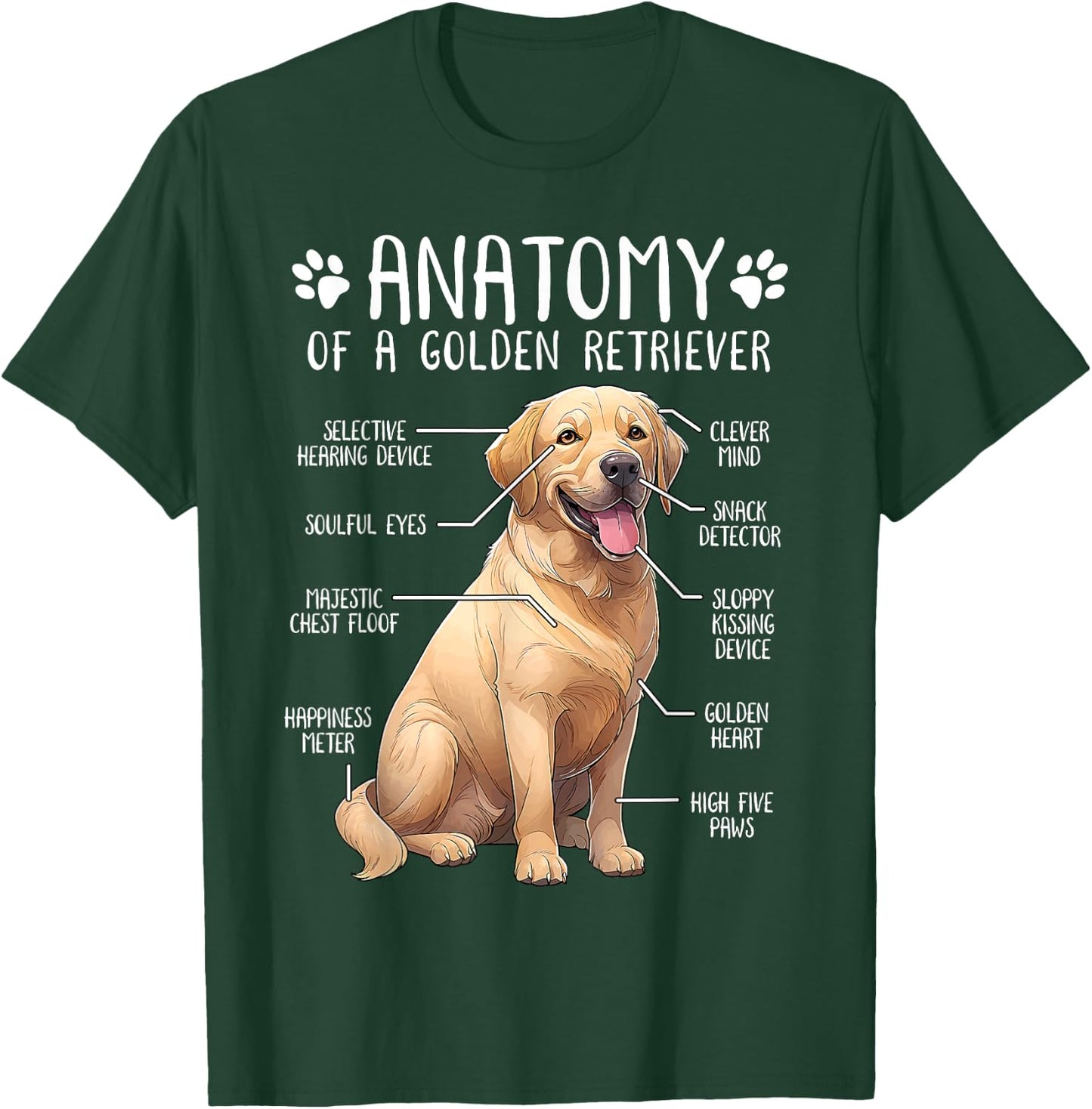 Funny Golden Retriever Anatomy Dog Lover Owner Women Girls Kids T-Shirt - T-Shirt | Forest