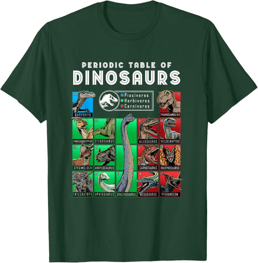 Jurassic World Neon Colorful Periodic Table Of Dinosaurs T-Shirt - T-Shirt | Forest