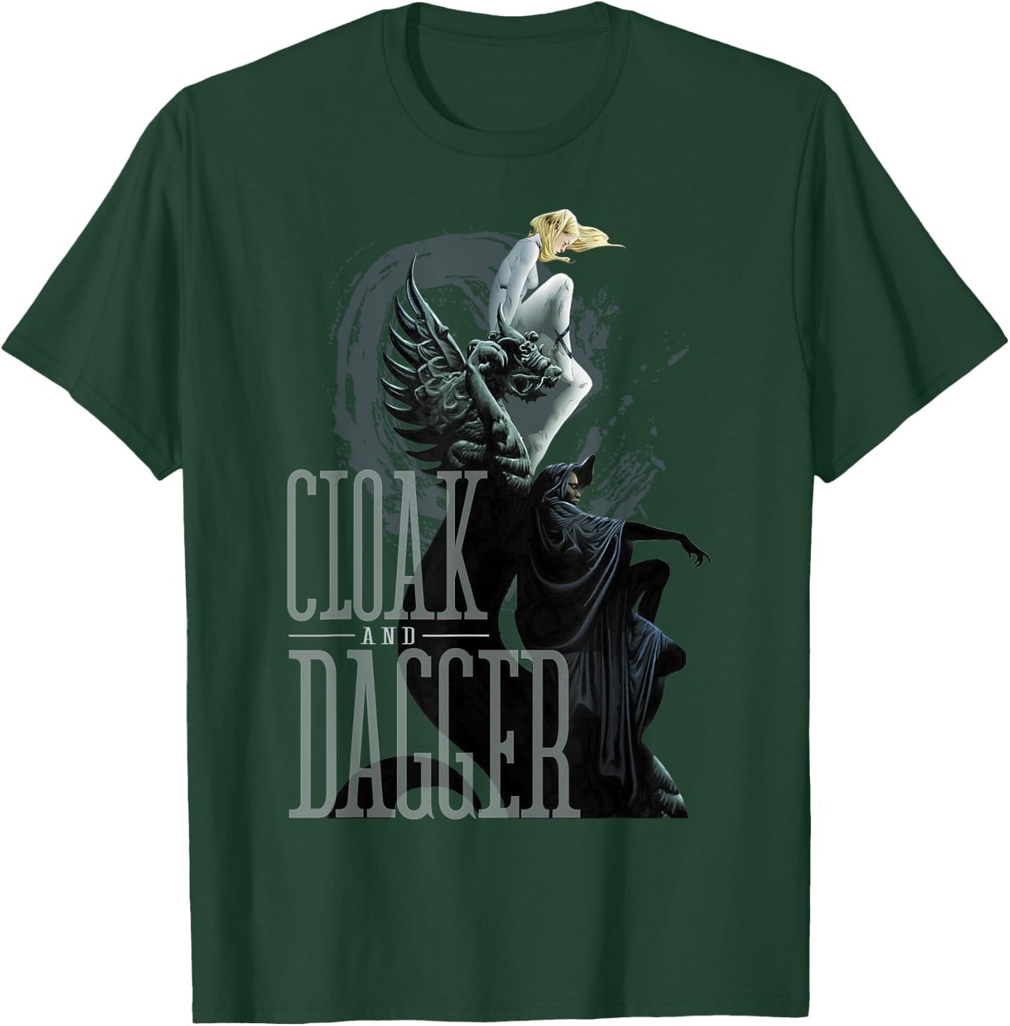 Marvel Cloak & Dagger Dragon Statue Graphic T-Shirt - T-Shirt | Forest