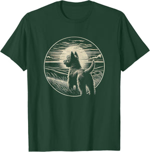 Vintage Cairn Terrier Dog Retro Sunset Scene Art Design T-Shirt - T-Shirt | Forest