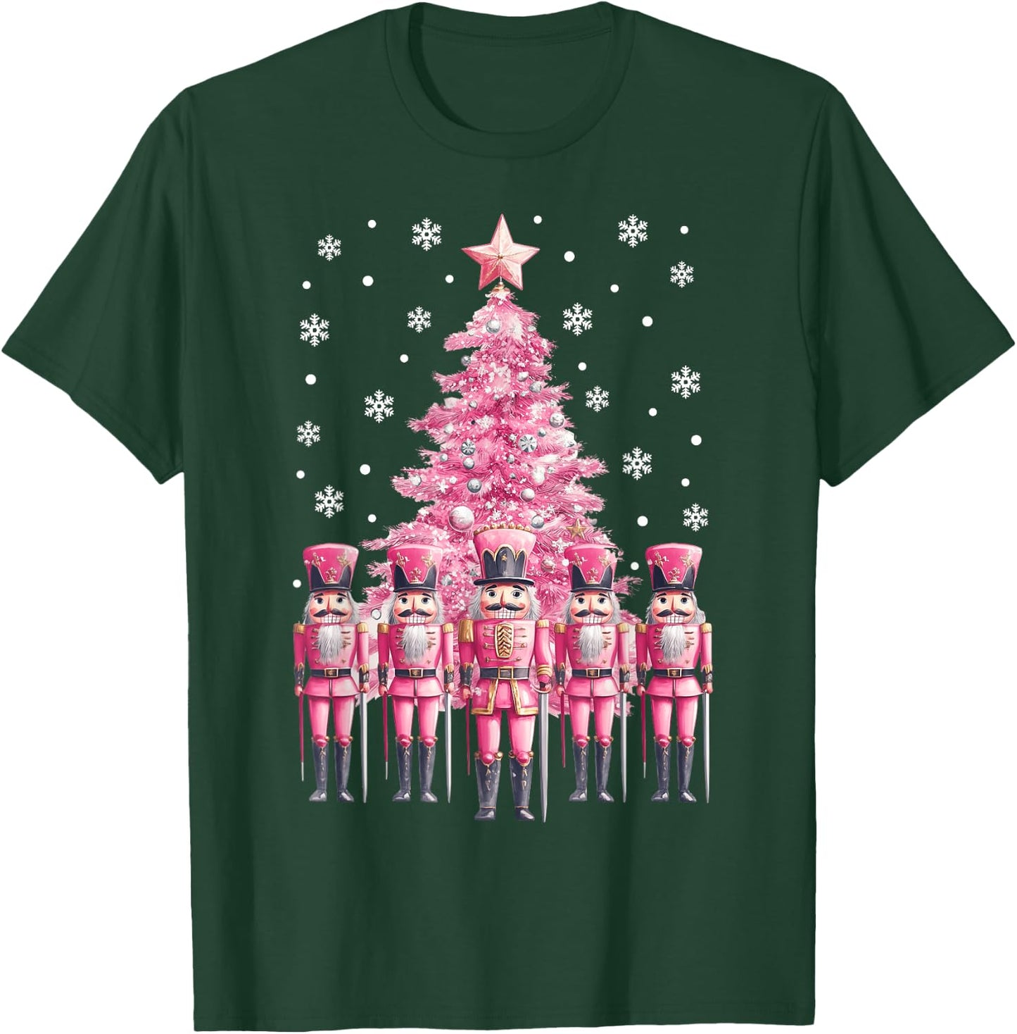 Pink Christmas Nutcracker Christmas Tree Christmas 2024 T-Shirt - T-Shirt | Forest