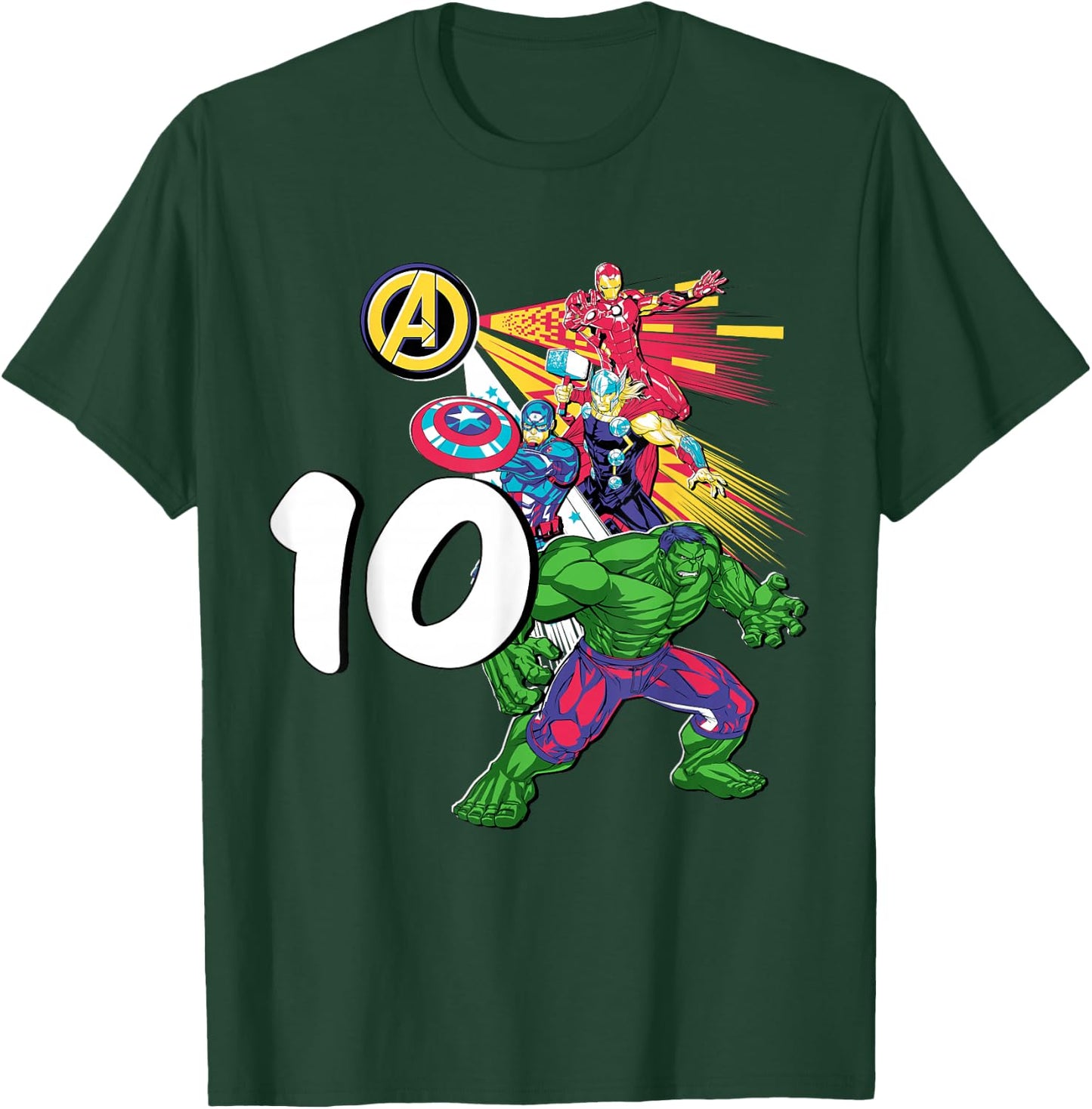 Marvel Super Heroes Avengers 10 Year Old Tenth Birthday T-Shirt - T-Shirt | Forest