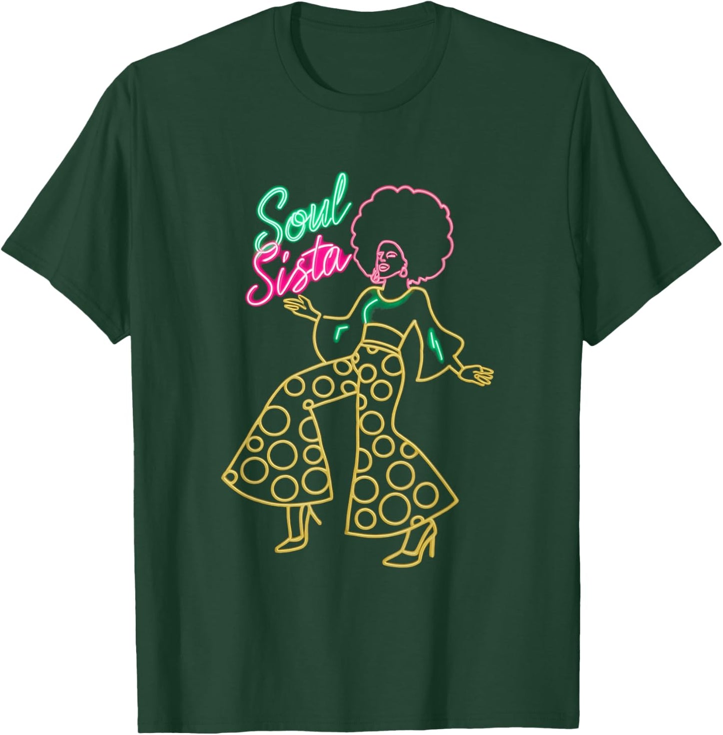 Soul Sista Afro 70s Soul Music Retro Disco Black Funk Lovers T-Shirt - T-Shirt | Forest