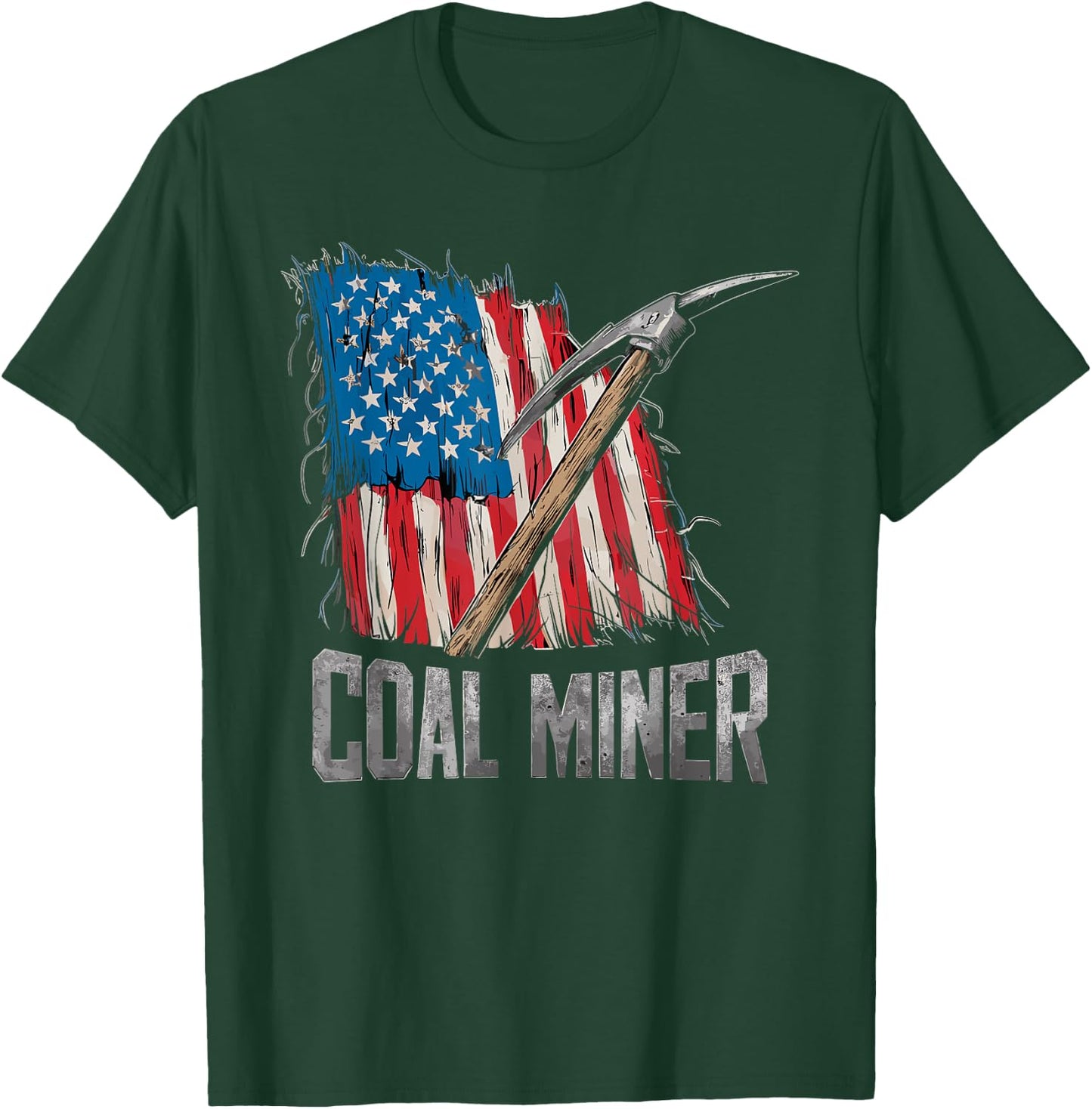 American USA Flag Coal Miner Mining Miners Carbon Coals Mine Men T-Shirt - T-Shirt | Forest