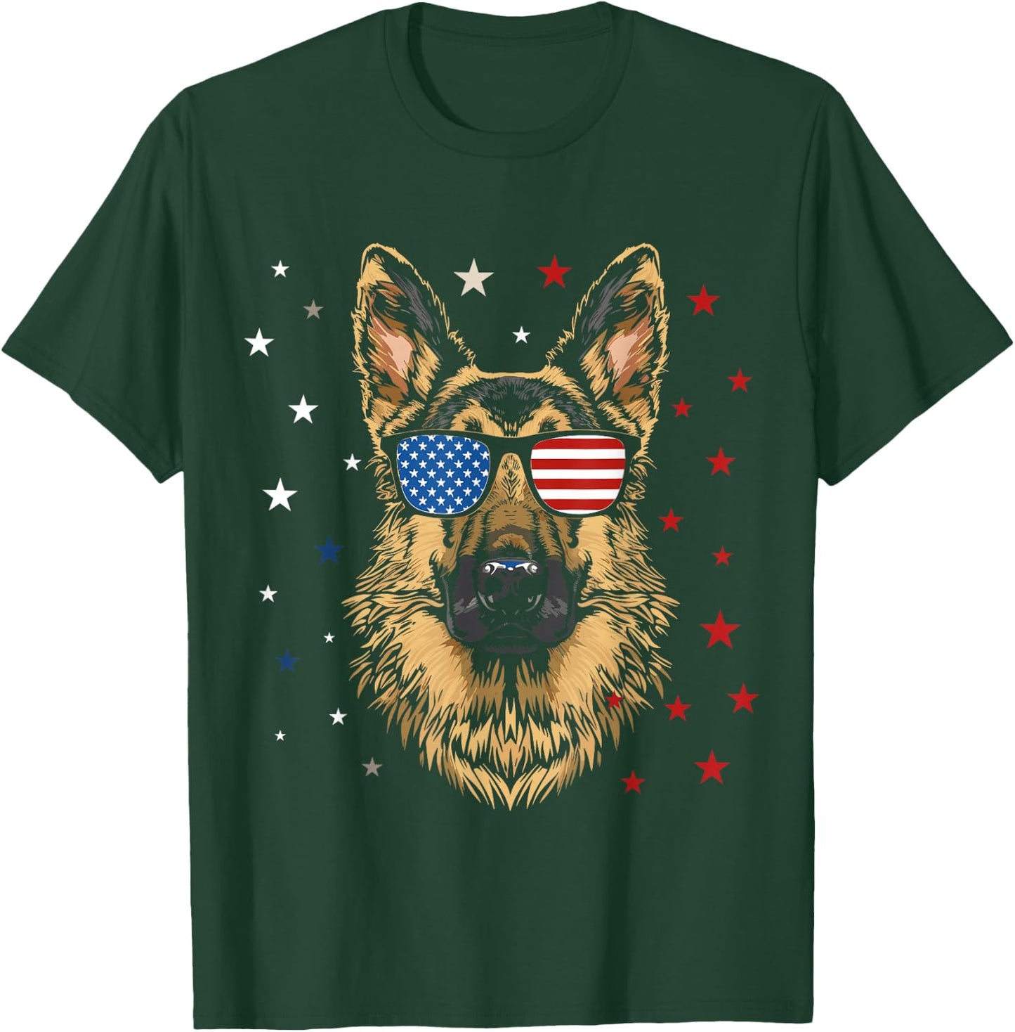 Patriotic American German Shepherd USA Flag Dog 4th Of July T-Shirt - T-Shirt | Forest