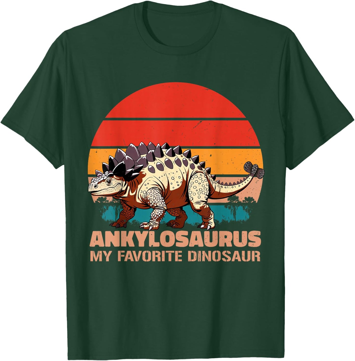 Ankylosaurus My Favorite Dinosaur Retro Sunset T-Shirt - T-Shirt | Forest