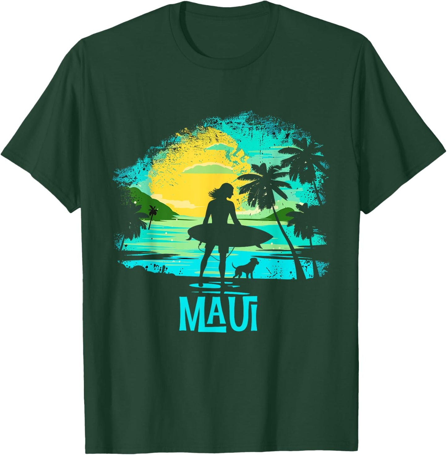 Maui Hawaii Surf Beach Surfing Hawaiian T-Shirt - T-Shirt | Forest