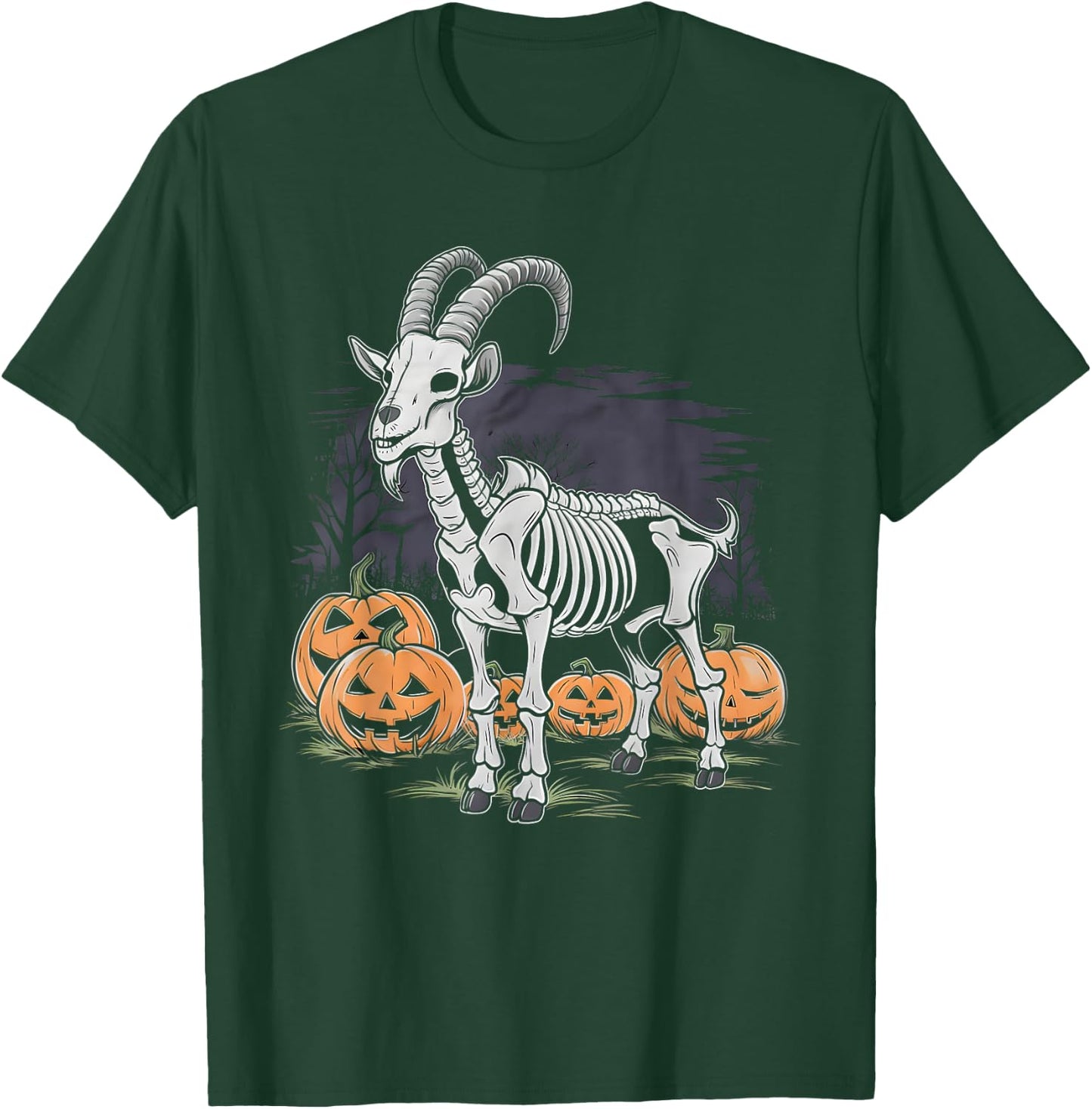 Spooky Goat Skeleton Halloween Creepy Gothic Funny Halloween T-Shirt - T-Shirt | Forest